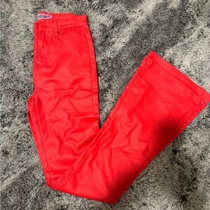 Edikted Red Flare Leather Pants NEVER WORN